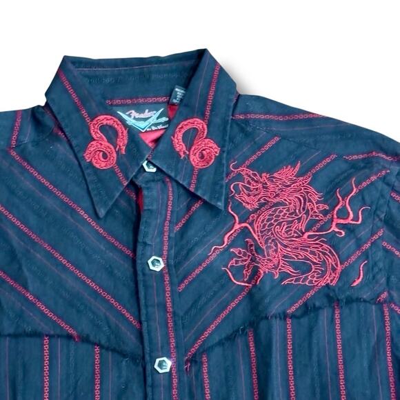 Vintage Fender DaVinci Men’s Size S Dragon Embroidered Western Shirt - Picture 2 of 7